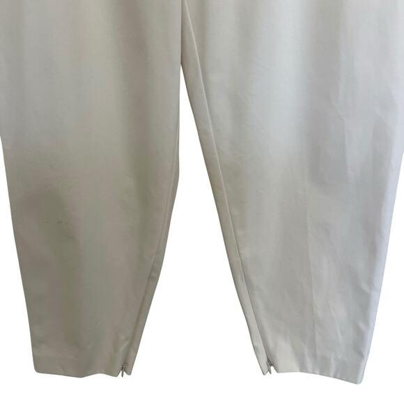 Lord & Taylor | Ivory Off White Ankle Zipper Tapered Dress Pants FLAWS Size 12 - Picture 3 of 10
